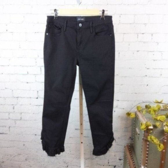 DRIFTWOOD Denim - Driftwood Candace Cropped Ruffled Jeans Black 27